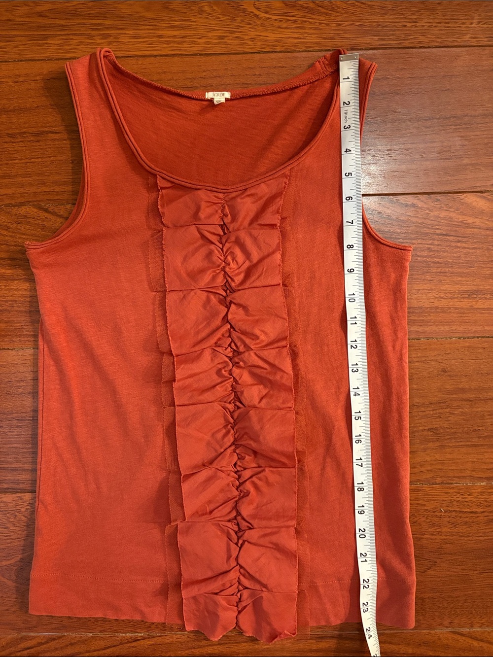 J. Crew Women's Rust Red Ruffle Front Tank - Picture 6 of 6